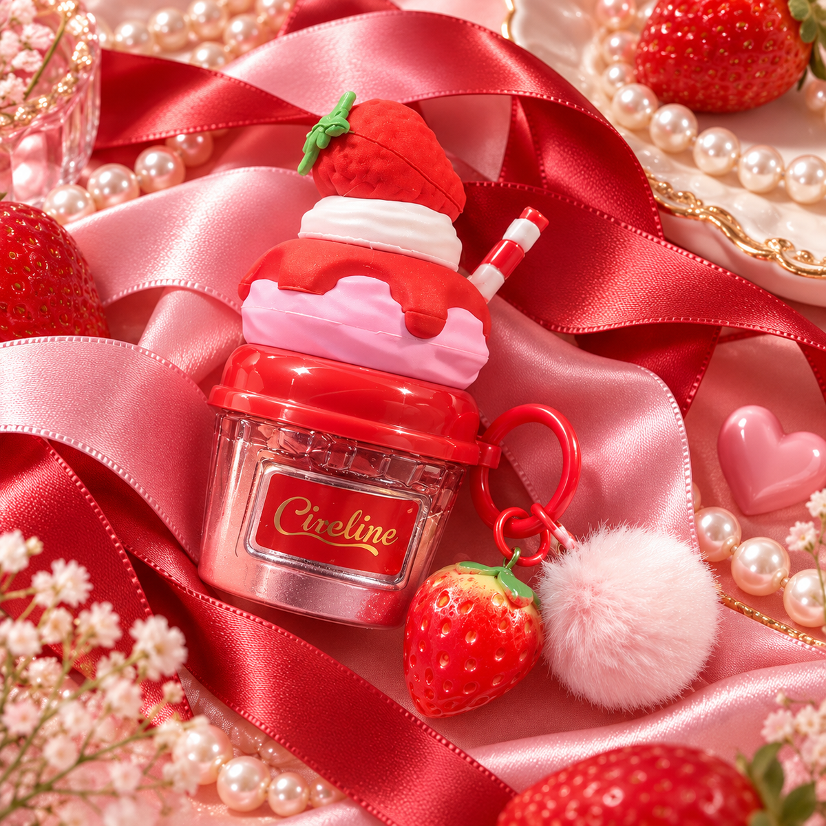 Key Chain With Strawberry cupcake