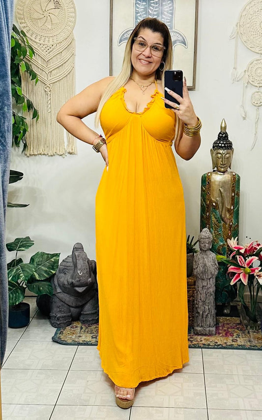 Catalina Long Dress Mustard (One Size)